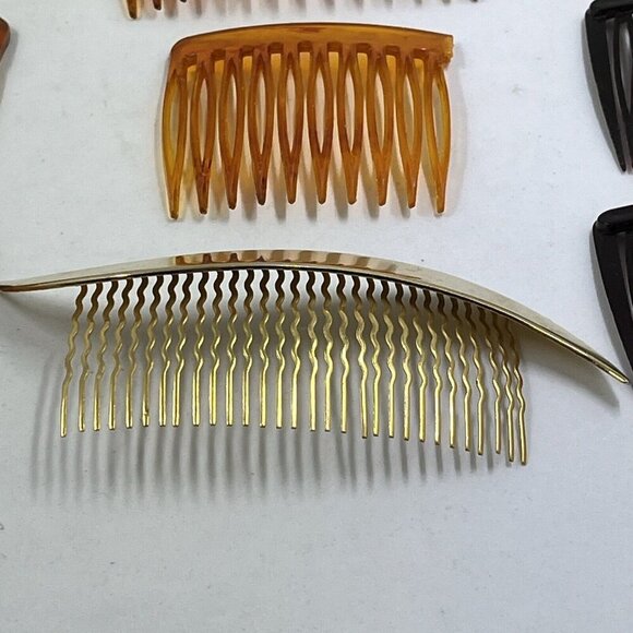 Goody Vintage Hair Combs Set Of 22 Brown White Clear Tortoise 80s Grandma - Picture 7 of 11